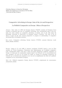Comparative Advertising in Europe: State of the Art and ...