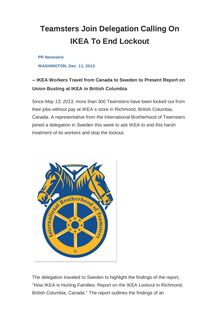 Teamsters Join Delegation Calling On IKEA To End Lockout
