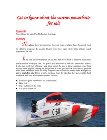 Get to know about the various powerboats for sale