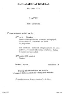 Baccalaureat 2005 latin litteraire