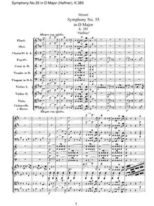 Partition complète, Symphony No.35, Haffner Symphony, D major, Mozart, Wolfgang Amadeus par Wolfgang Amadeus Mozart
