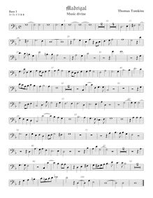 Partition viole de basse 1, Music divine, Tomkins, Thomas