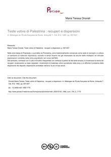 Teste votive di Palestrina : recuperi e dispersioni - article ; n°2 ; vol.104, pg 597-657