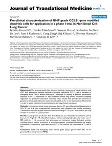 Pre-clinical characterization of GMP grade CCL21-gene modified dendritic cells for application in a phase I trial in Non-Small Cell Lung Cancer