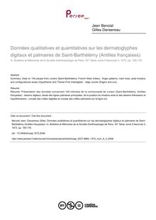 Données qualitatives et quantitatives sur les dermatoglyphes digitaux et palmaires de Saint-Barthélémy (Antilles françaises) - article ; n°3 ; vol.9, pg 165-176