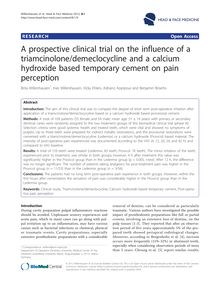 A prospective clinical trial on the influence of a triamcinolone/demeclocycline and a calcium hydroxide based temporary cement on pain perception