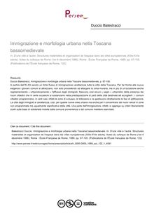 Immigrazione e morfologia urbana nella Toscana bassomedievale - article ; n°1 ; vol.122, pg 87-105