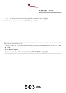 12c. La coopération intercommunale en Espagne - article ; n°1 ; vol.20, pg 173-180