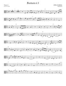 Partition ténor viole de gambe 2, alto clef, fantaisies pour 5 violes de gambe par John Jenkins par John Jenkins