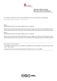 Le retour optimal à la solvabilité d une économie endettée - article ; n°1 ; vol.38, pg 55-74