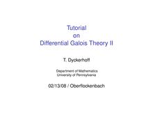 Tutorial  on  Differential Galois Theory II