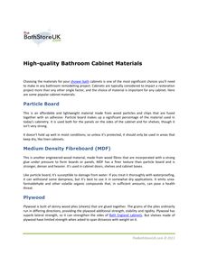 High-quality Bathroom Cabinet Materials