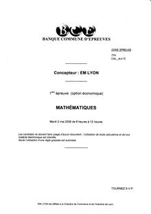 Mathématiques 2006 Classe Prepa HEC (ECE) EM Lyon