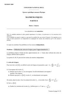 Mathématiques spécifique 2005 Concours National DEUG