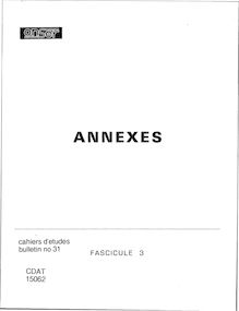 Cahiers d études ONSER du numéro 1 à 66 (1962-1985) - Récapitulatif. : fascicules 3 : annexes