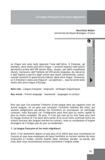 La langue française et les mots migrateurs