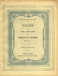 Partition couverture couleur, Valses, Walzer ; Waltzes, Sinding, Christian