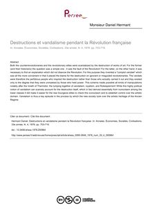 Destructions et vandalisme pendant la Révolution française - article ; n°4 ; vol.33, pg 703-719