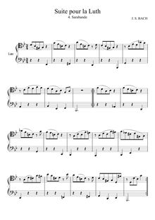 Partition Sarabande, G minor, Bach, Johann Sebastian