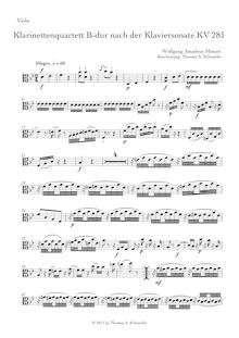 Partition viole de gambe, Piano Sonata No.3, B♭ major, Mozart, Wolfgang Amadeus