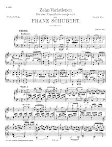 Partition complète, 10 Variations en F major, D.156, Schubert, Franz