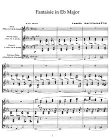 Partition complète, Fantasie No.1, Première Fantaisie, E♭ major par Camille Saint-Saëns