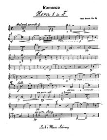 Partition cornes 1, 2, 3 (F), Romanze pour viole de gambe et orchestre