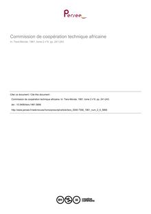 Commission de coopération technique africaine - article ; n°6 ; vol.2, pg 241-243