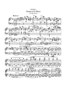 Partition complète, Piano Sonata No. 6 en E minor, Schubert, Franz