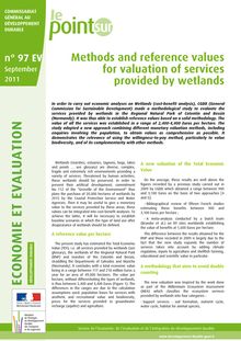 Les méthodes et les valeurs de référence pour la valorisation des services rendus par les zones humides. : Point_97_ENG