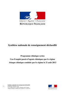 Note de synthèse des différents services de renseignements français établissant la responsabilité du régime de Bachar el-Assad dans l utilisation d armes chimiques en Syrie