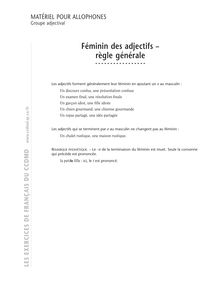 Féminin des adjectifs, Règle générale