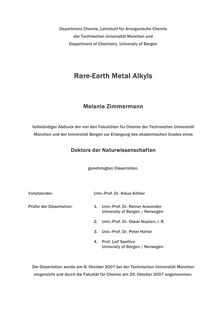 Rare-earth metal alkyls [Elektronische Ressource] / Melanie Zimmermann