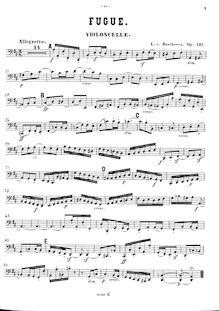 Partition violoncelle, Fugue pour corde quintette, D major, Beethoven, Ludwig van