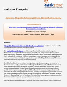 Aarkstore - Idiopathic Pulmonary Fibrosis - Pipeline Review, H2 2014