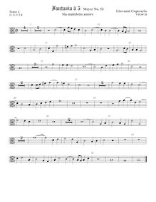 Partition ténor viole de gambe 2, alto clef, Fantasia pour 5 violes de gambe, RC 51
