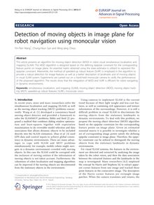 Detection of moving objects in image plane for robot navigation using monocular vision
