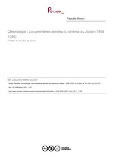Chronologie : Les premières années du cinéma au Japon (1896-1920) - article ; n°1 ; vol.26, pg 93-101