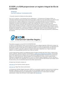 El EIDR y la ISAN proporcionan un registro integral de IDs de contenido