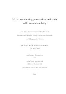 Mixed conducting perovskites and their solid state chemistry [Elektronische Ressource] / von Julia-Maria Martynczuk