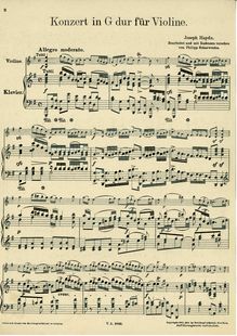 Partition violon et partition de piano, violon Concerto en G major, Hob.VIIa:4