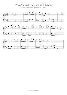 Partition complète, Allegro, F major, Mozart, Wolfgang Amadeus par Wolfgang Amadeus Mozart