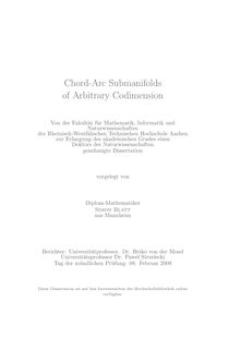 Chord arc submanifolds of arbitrary codimension [Elektronische Ressource] / vorgelegt von Simon Blatt