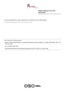 Les problèmes de la pêche maritime au Sénégal  - article ; n°425 ; vol.78, pg 25-56