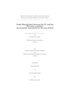 Trade liberalisation between the EU and the Mercosur countries [Elektronische Ressource] : an economic assessment for the case of beef / von Franziska Julia Junker