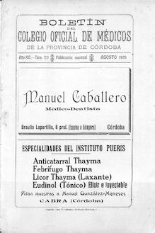 Boletín del Colegio Oficial de Médicos de la Provincia de Córdoba, n. 173 (1935)