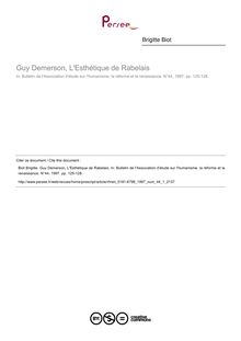 Guy Demerson, L Esthétique de Rabelais  ; n°1 ; vol.44, pg 125-128