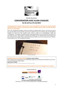 Conversation avec Alain CAVALIER (du 26 avril au 14 mai 2012)
