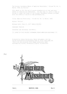 The American Missionary — Volume 50, No. 3, March, 1896