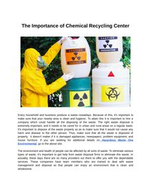 The Importance of Chemical Recycling Center